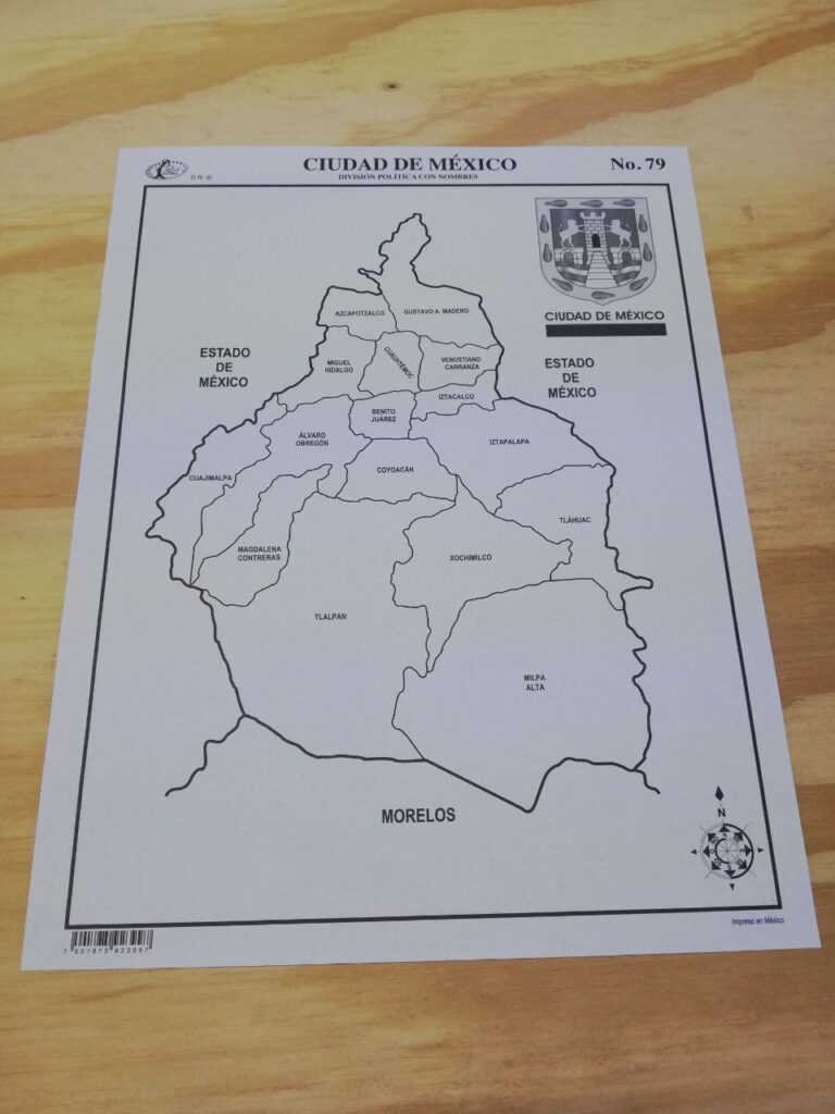 Fotografía de Mapa escolar con división política con nombres del estado de Ciudad de México MXN 2.00 Precio por cada mapa Dimensiones: 21.5 x 28 centímetros Categoría: Nuevo Estados disponibles: Ciudad de México, Guerrero, Guanajuato, Jalisco, México, Michoacán, Querétaro, San Luis Potosí, Tlaxcala, Veracruz y Yucatán