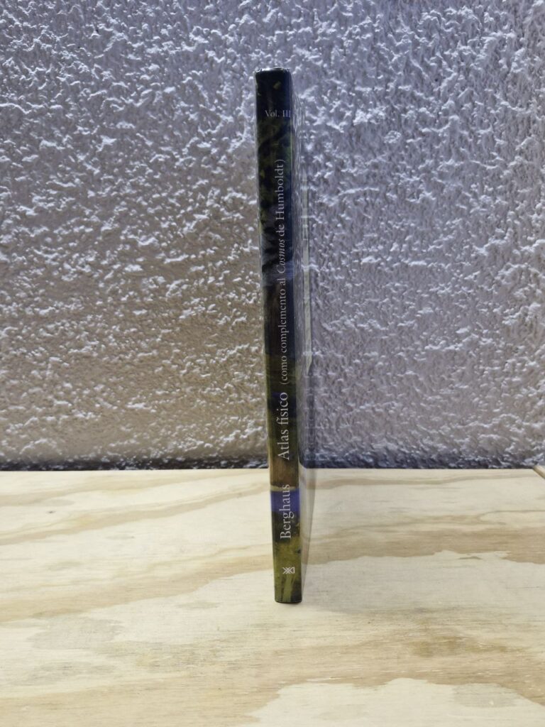 Fotografía de lomo de Libro Impreso «Atlas físico o colección de los fenómenos orgánicos e inorgánicos más importantes de la naturaleza» Precio: $850 MXN Autor: Heinrich Berghaus Año: 2023 Formato: Pasta dura Dimensiones: Ancho 23.5 cm., Alto 35 cm., Grueso 2.2 cm. Número de páginas: 204 Idiomas: Español Categoría: Nuevo