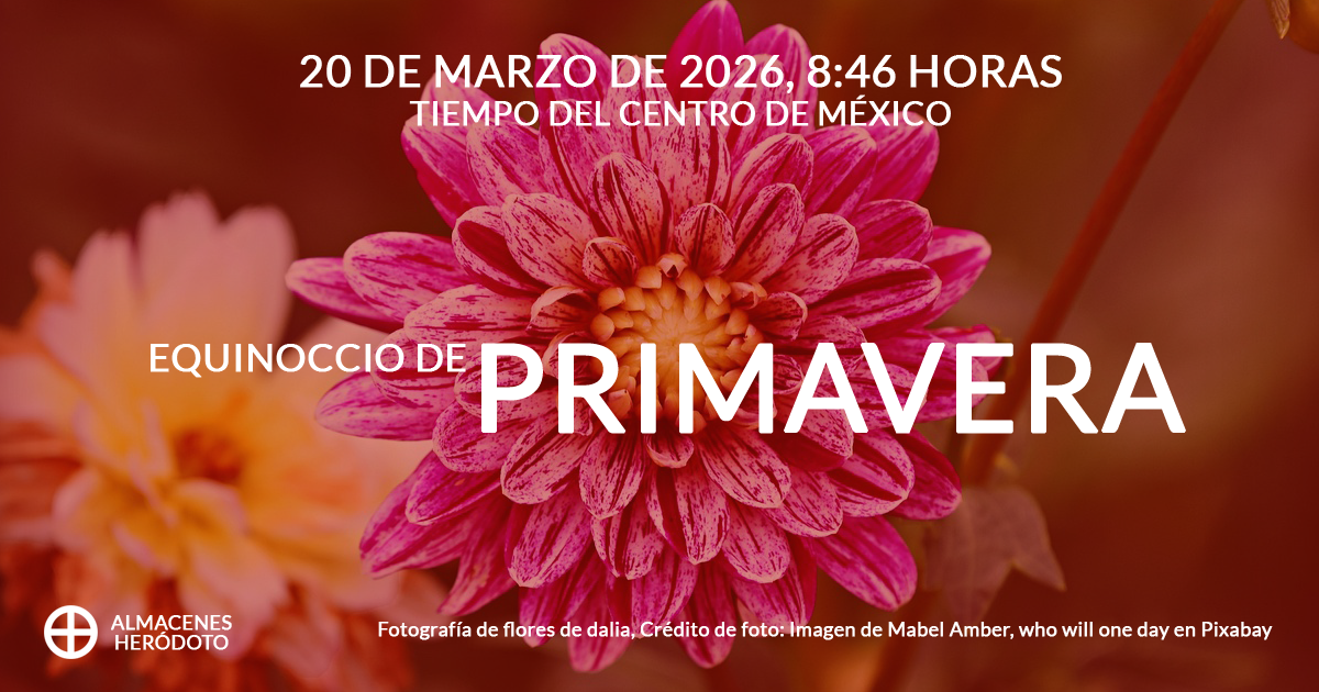 La campaña de Almacenes Heródoto del 20 de marzo de 2026 conmemora el equinoccio de primavera en el hemisferio norte. La imagen central de la campaña muestra la fotografía de dos flores de dalia con un filtro rojo. Fuente de fotografía: Imagen de Mabel Amber, who will one day en Pixabay.